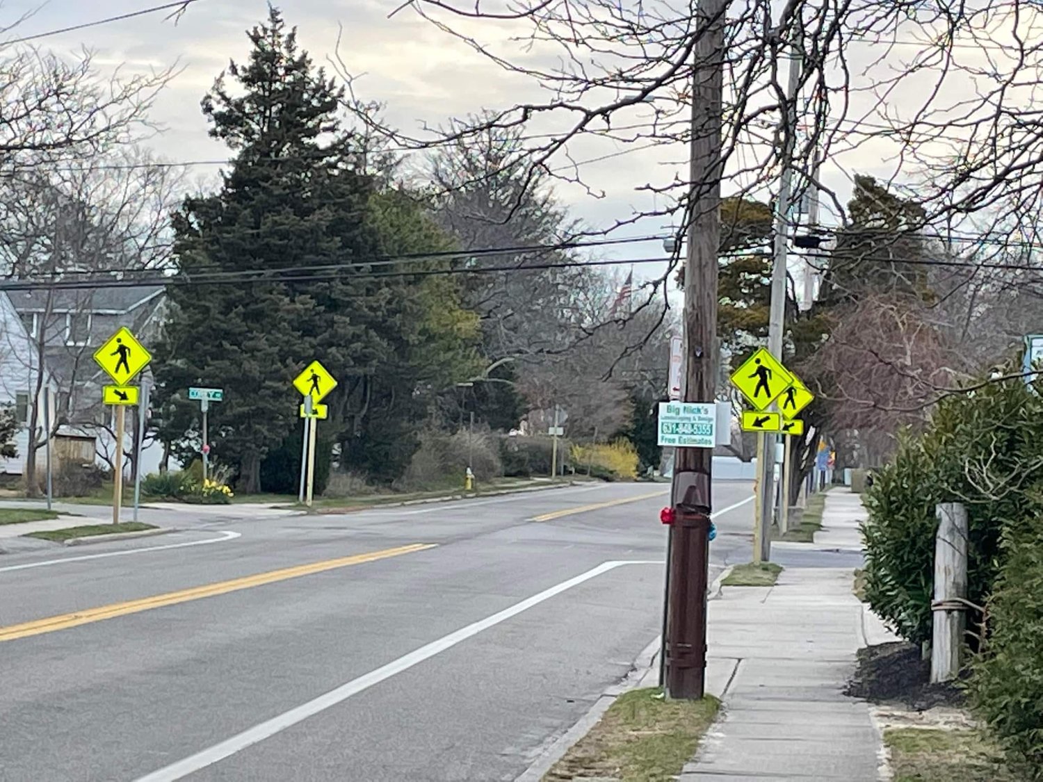 Long discussed as a hazardous and dangerous intersection, the four corners of Corey Avenue and Montauk Highway received new signage for pedestrians and motorists.